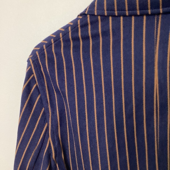 *FLAW* Boglioli Milano Womens Blazer Striped Fitted Medium *Small hole in front - Picture 6 of 11